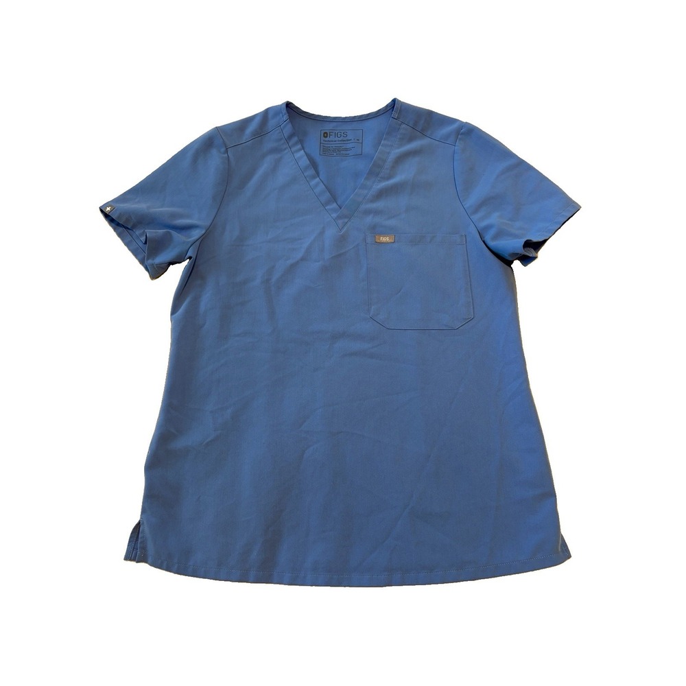 Figs Technical Collection Catarina Scrub Top Woman's Medium Blue Short Sleeve